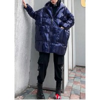 New blue womens parkas casual Coats winter hooded zippered outwear