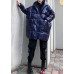 New blue womens parkas casual Coats winter hooded zippered outwear