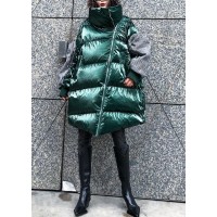 Fine oversize Jackets & Coats winter coats green thick high neck Parkas for women