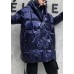 New blue womens parkas casual Coats winter hooded zippered outwear