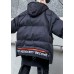 Luxury black print women parka oversize hooded thick zippered winter outwear