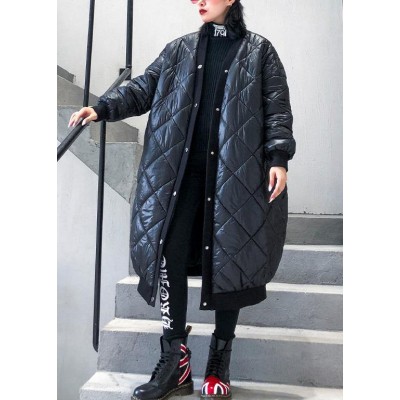 Elegant plus size jacket winter coats black v neck thick winter parkas