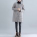 New gray Parkas Loose fitting o neck snow jackets Elegant Chinese Button winter outwear