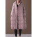 Warm plus size down jacket coats pink stand collar Large pockets duck down coat