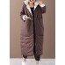 fine chocolate down plus size hooded pockets clothing winter coats