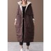 fine chocolate down plus size hooded pockets clothing winter coats