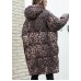 Casual Leopard women plus size Coats winter hooded zippered outwear