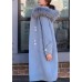 Fine oversized medium length jackets faux fur collar woolen outwear blue hooded woolen overcoat