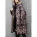 Casual Leopard women plus size Coats winter hooded zippered outwear