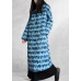 fashion blue print parka Loose fitting down hooded Button outwear