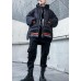 Luxury black print women parka oversize hooded thick zippered winter outwear