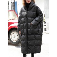 fine black winter parkas plus size hooded pockets coats