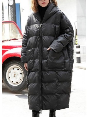 fine black winter parkas plus size hooded pockets coats