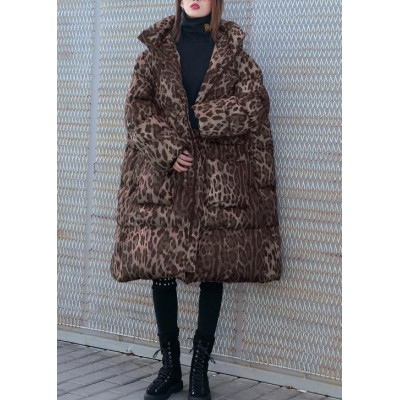 New Loose fitting snow jackets thick coats Leopard hooded Parkas