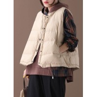 Casual plus size Jackets light yellow stand collar sleeveless women parkas