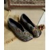 Grey Flat Feet Shoes Cowhide Leather Simple Embossed Hollow Out Flat Feet Shoes