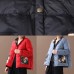 Warm women parka coats black patchwork print stand collar pockets warm winter coat